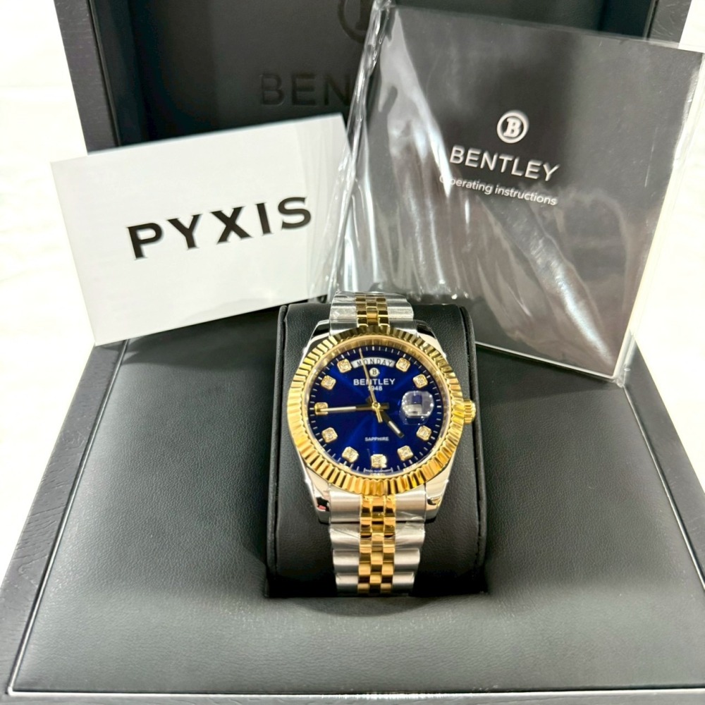 【賓利｜全新】現貨 BENTLEY 手錶 石英錶 男錶 間金殼 蠔式 專櫃保固 鋼錶｜Little Bee 小蜜蜂精品-細節圖2