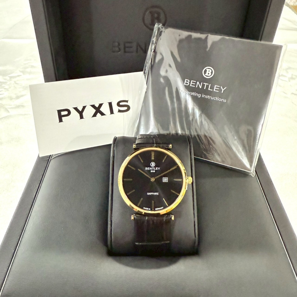 【賓利｜全新】現貨 BENTLEY 手錶 石英錶 女錶 土豪金 日期款 專櫃保固 皮錶｜Little Bee 小蜜蜂精品-細節圖2