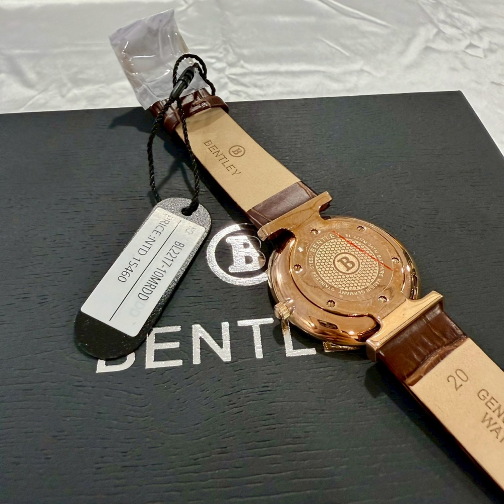 【賓利｜全新】現貨 BENTLEY 手錶 石英錶 女錶 玫瑰金 日期款 專櫃保固 皮錶｜Little Bee 小蜜蜂精品-細節圖3