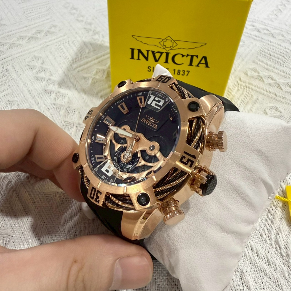 【英威塔｜全新】現貨 INVICTA 手錶 石英錶 男錶 鋼索款 真三眼 橡膠錶｜Little Bee 小蜜蜂精品-細節圖2