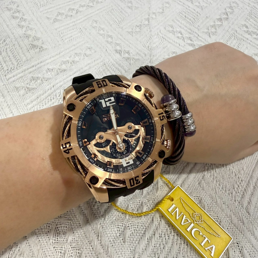 【英威塔｜全新】現貨 INVICTA 手錶 石英錶 男錶 鋼索款 真三眼 橡膠錶｜Little Bee 小蜜蜂精品-細節圖4