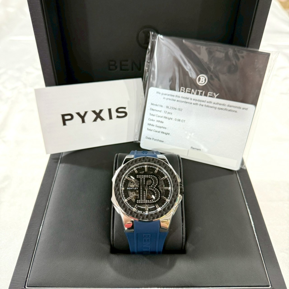 【賓利｜全新】現貨 BENTLEY 手錶 機械錶 男錶 真鑽 卡夢圈 專櫃保固 橡膠錶｜Little Bee 小蜜蜂精品-細節圖3