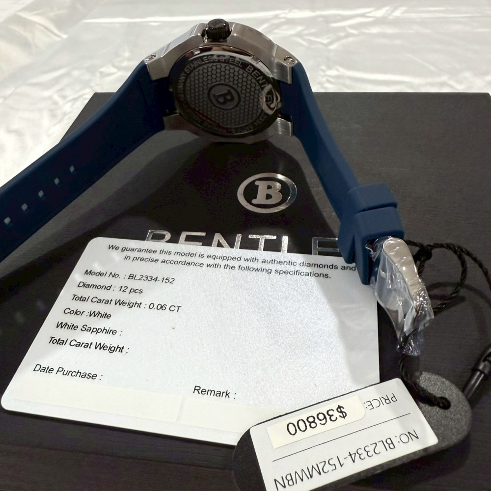 【賓利｜全新】現貨 BENTLEY 手錶 機械錶 男錶 真鑽 卡夢圈 專櫃保固 橡膠錶｜Little Bee 小蜜蜂精品-細節圖4