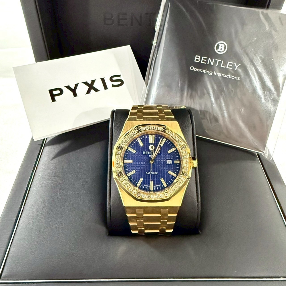 【賓利｜全新】現貨 BENTLEY 石英錶 男錶 八角 手錶 土豪金 專櫃保固 鋼錶｜Little Bee 小蜜蜂精品-細節圖2