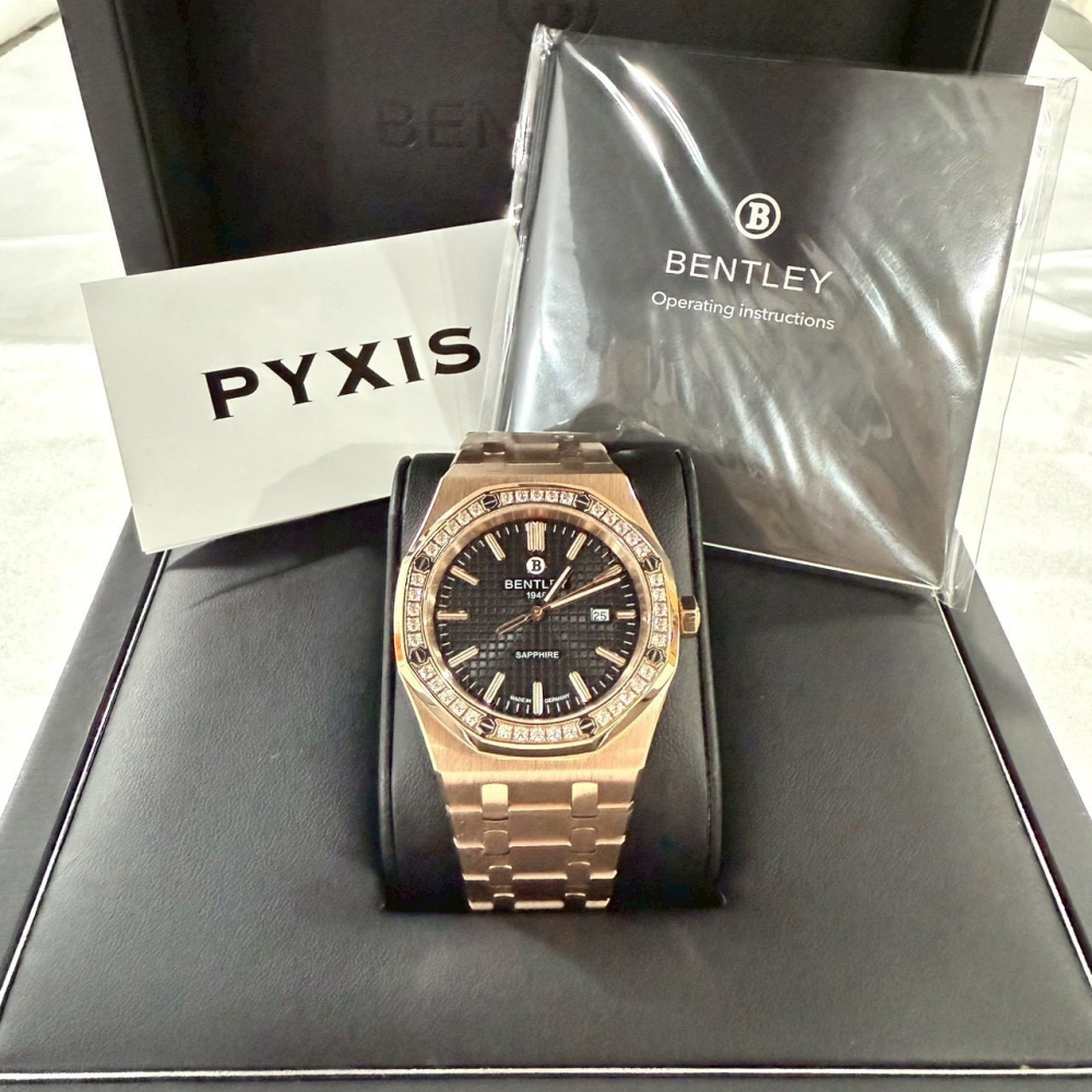 【賓利｜全新】現貨 BENTLEY 石英錶 男錶 八角 手錶 玫瑰金 專櫃保固 鋼錶｜Little Bee 小蜜蜂精品-細節圖2