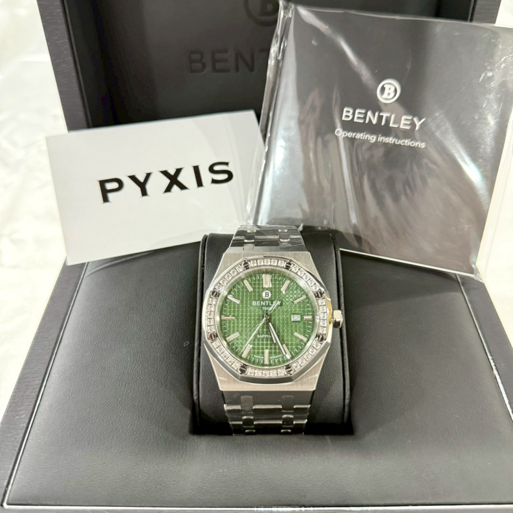 【賓利｜全新】現貨 BENTLEY 石英錶 男錶 八角 手錶 銀殼 專櫃保固 鋼錶｜Little Bee 小蜜蜂精品-細節圖2