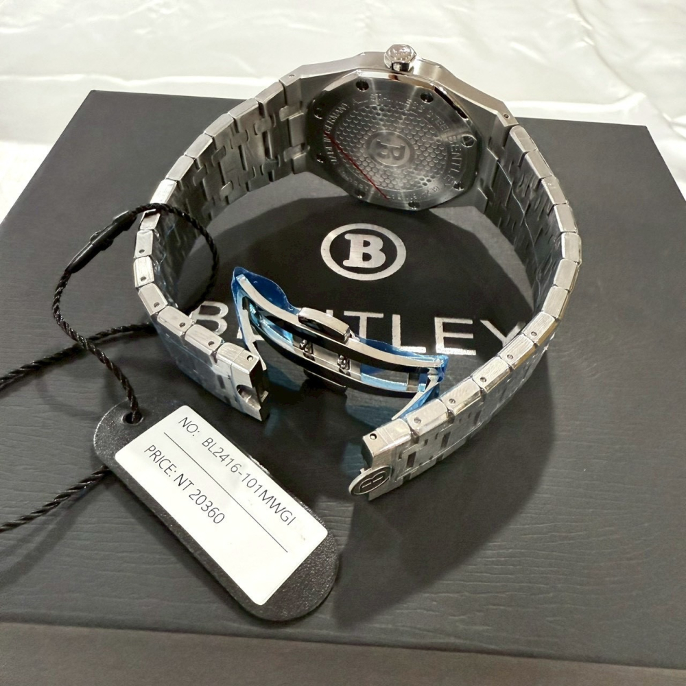 【賓利｜全新】現貨 BENTLEY 石英錶 男錶 八角 手錶 銀殼 專櫃保固 鋼錶｜Little Bee 小蜜蜂精品-細節圖3