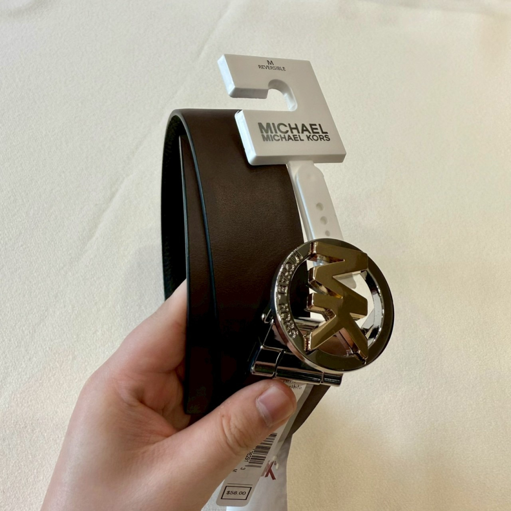 【MK｜全新】現貨 MICHAEL KORS 皮帶 女款 間金 雙面用 M號 黑/棕色｜Little Bee 小蜜蜂精品-細節圖4