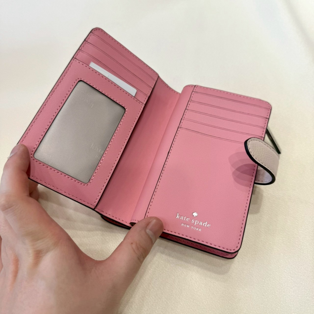 【KS｜全新】現貨 KATE SPADE 錢包 中夾 菱格紋 白色 零錢中夾 送禮推薦｜Little Bee 小蜜蜂精品-細節圖3