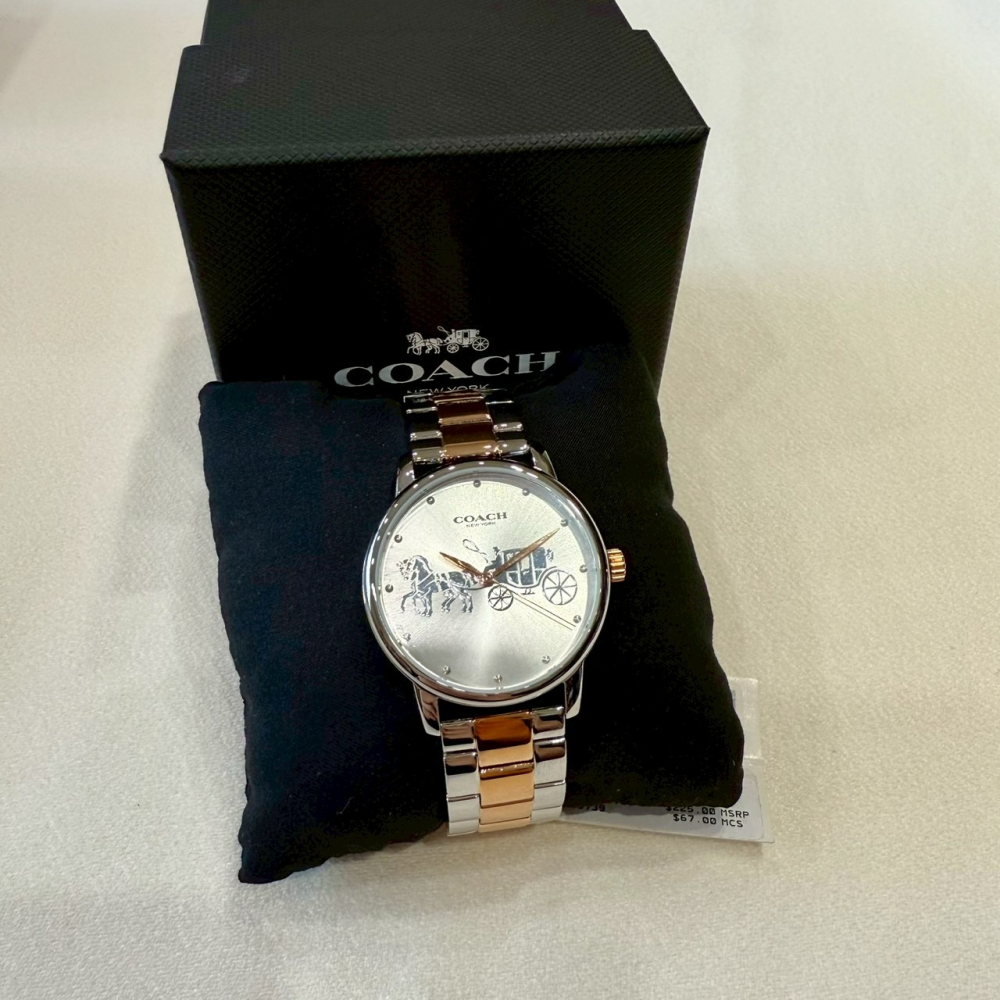 【蔻馳｜全新】現貨 COACH 手錶 石英錶 女錶 馬車款 間金色 鋼錶 送禮推薦｜Little Bee 小蜜蜂精品-細節圖2