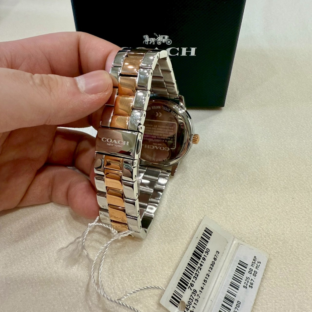 【蔻馳｜全新】現貨 COACH 手錶 石英錶 女錶 馬車款 間金色 鋼錶 送禮推薦｜Little Bee 小蜜蜂精品-細節圖3