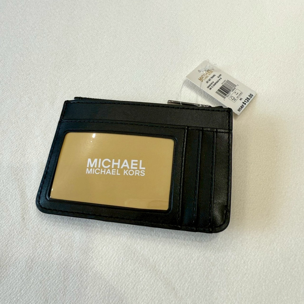 【MK｜全新】現貨 MICHAEL KORS 錢包 零錢包 軟皮 斜紋 黑色 卡夾｜Little Bee 小蜜蜂精品-細節圖2