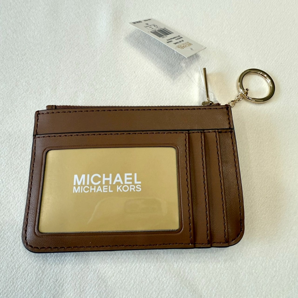 【MK｜全新】現貨 MICHAEL KORS 錢包 零錢包 軟皮 斜紋 棕色 卡夾｜Little Bee 小蜜蜂精品-細節圖2