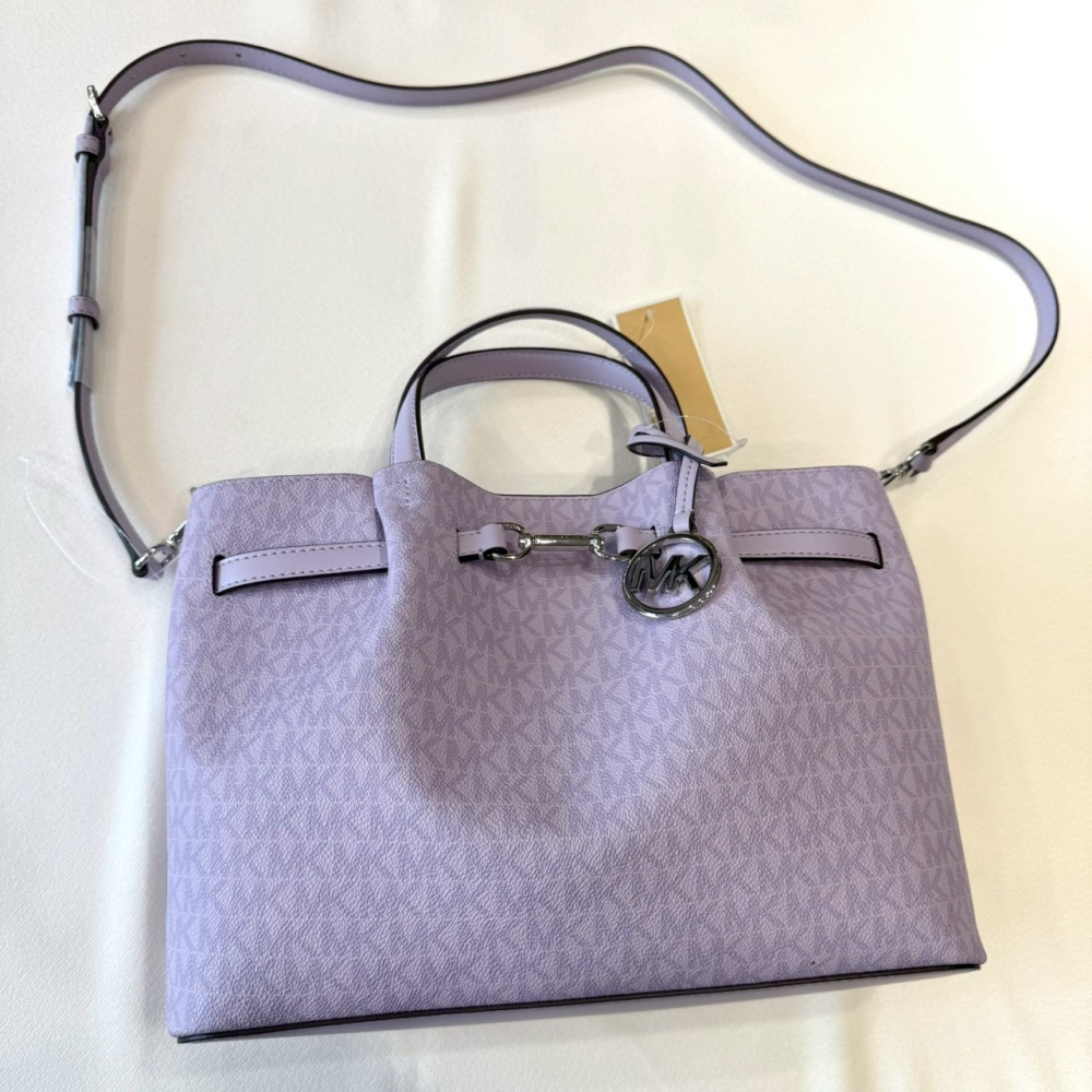 【MK｜全新】現貨 MICHAEL KORS 包包 黛妃包 大號 紫色 豬鼻子 斜背包｜Little Bee 小蜜蜂精品-細節圖2