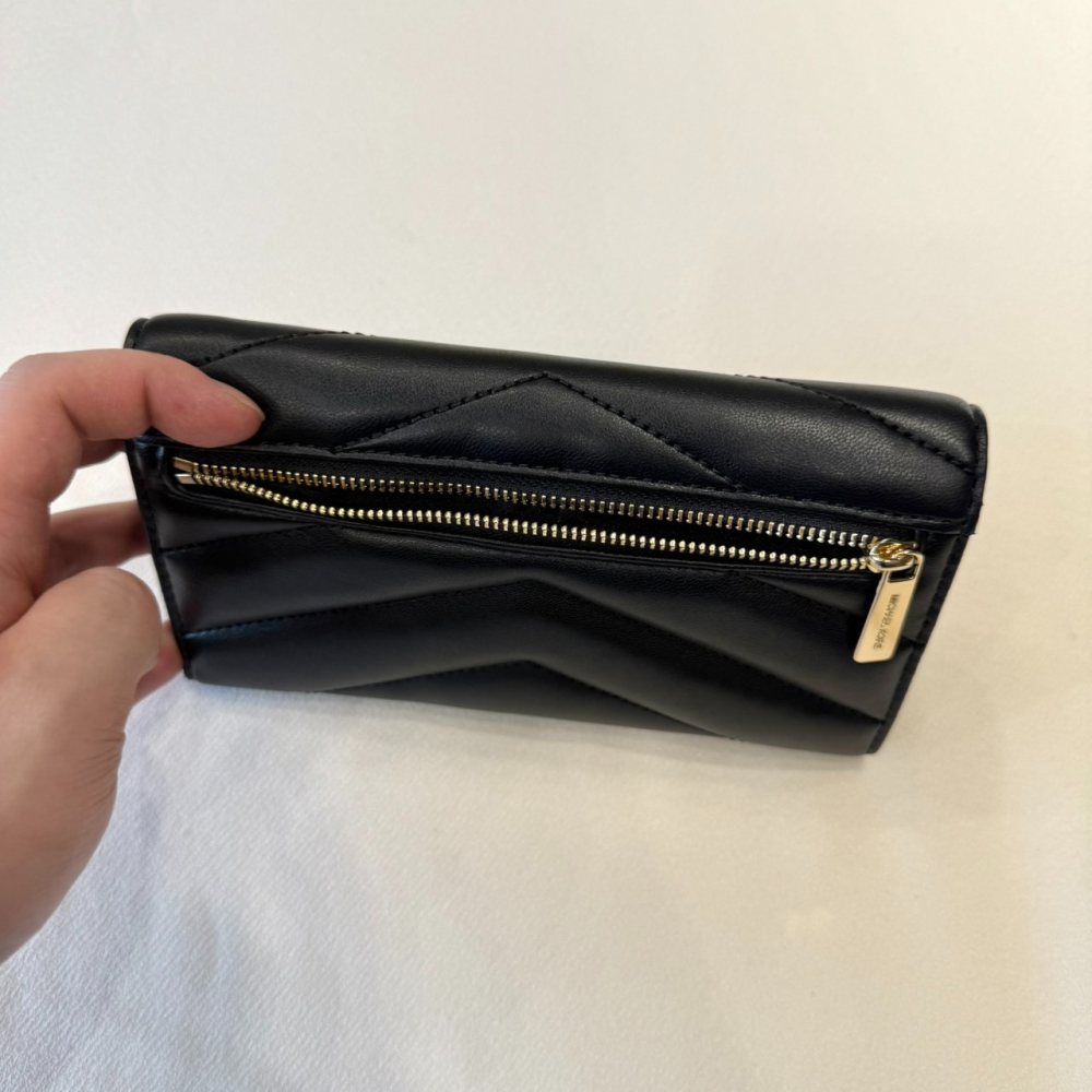 【MK｜全新】現貨 MICHAEL KORS 錢包 長夾 金標 斜紋 軟皮 三摺長夾｜Little Bee 小蜜蜂精品-細節圖2