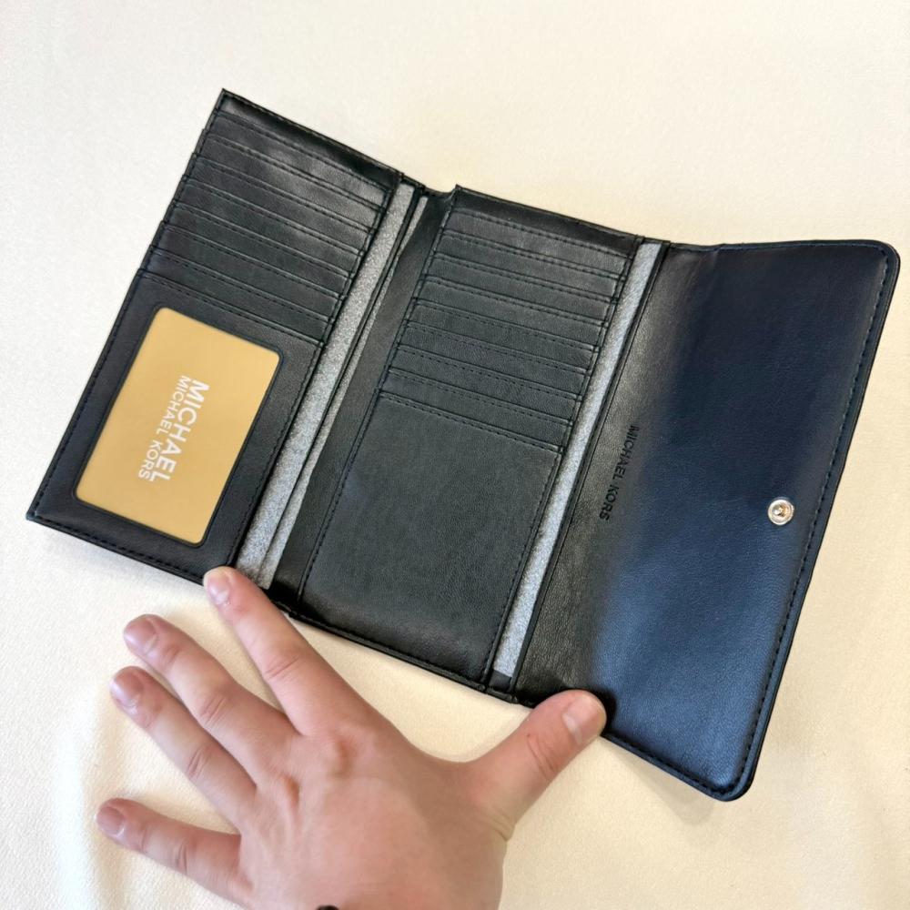 【MK｜全新】現貨 MICHAEL KORS 錢包 長夾 金標 斜紋 軟皮 三摺長夾｜Little Bee 小蜜蜂精品-細節圖3