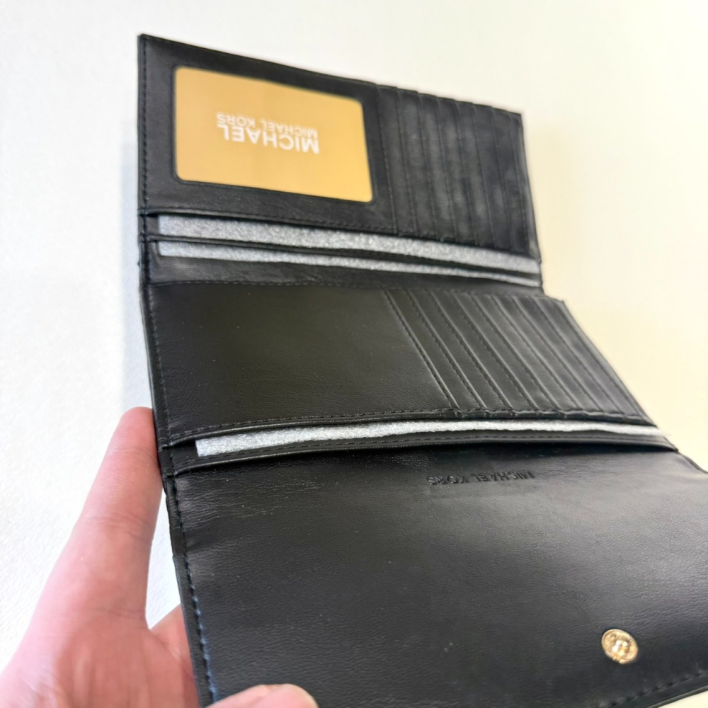 【MK｜全新】現貨 MICHAEL KORS 錢包 長夾 金標 斜紋 軟皮 三摺長夾｜Little Bee 小蜜蜂精品-細節圖4