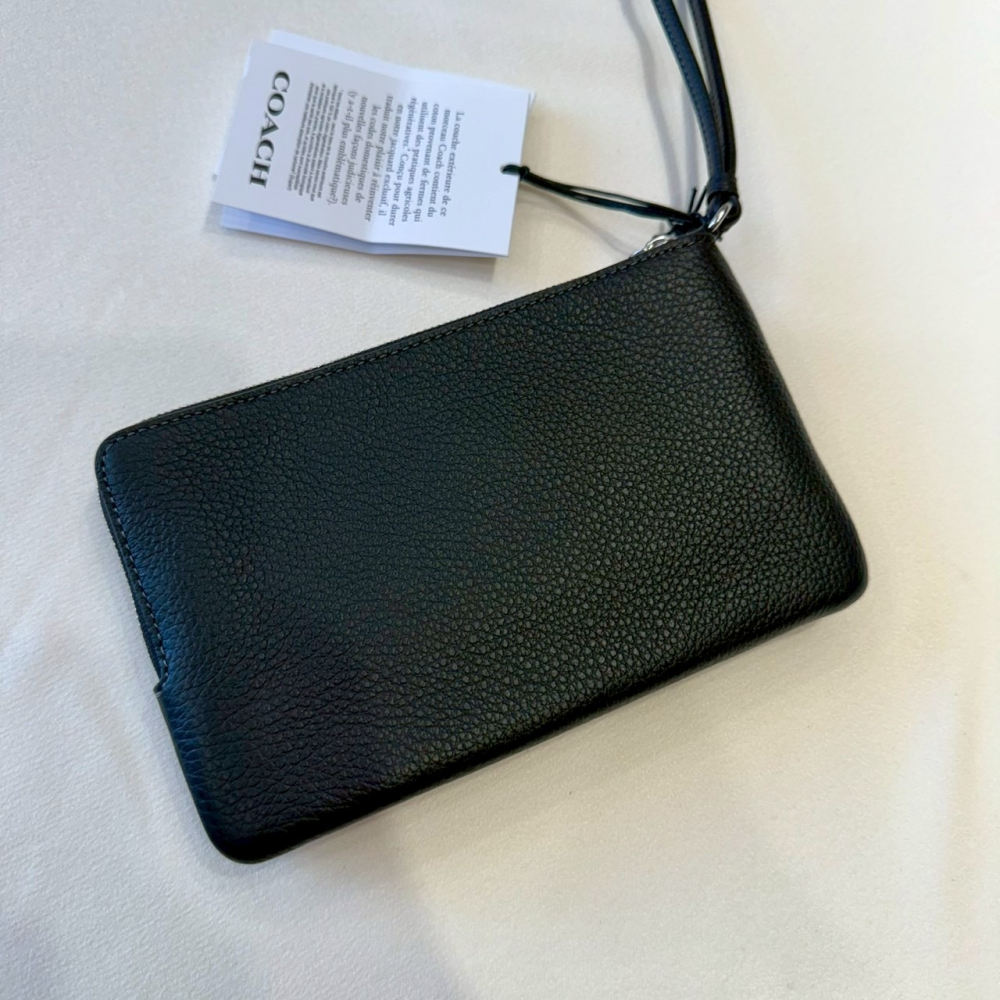 【蔻馳｜全新】現貨 COACH 錢包 手拿包 大號 銀標 滿版 緹花布 雙層 零錢包｜Little Bee 小蜜蜂精品-細節圖2