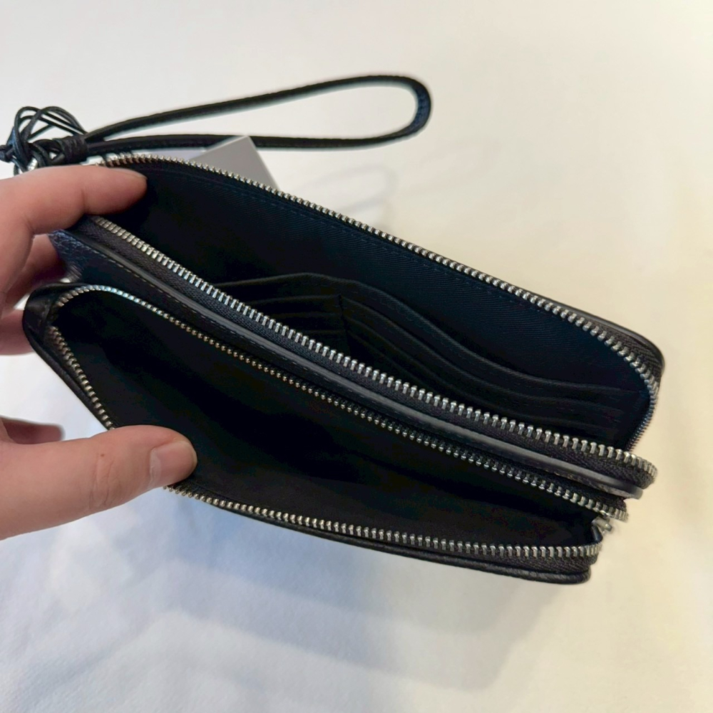 【蔻馳｜全新】現貨 COACH 錢包 手拿包 大號 銀標 滿版 緹花布 雙層 零錢包｜Little Bee 小蜜蜂精品-細節圖3