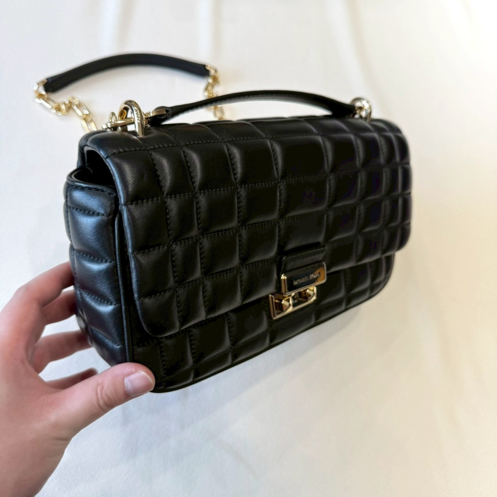 【MK｜全新】現貨 MICHAEL KORS 包包 掀蓋包 金標 菱格紋 鍊條 斜背包｜Little Bee 小蜜蜂精品-細節圖2