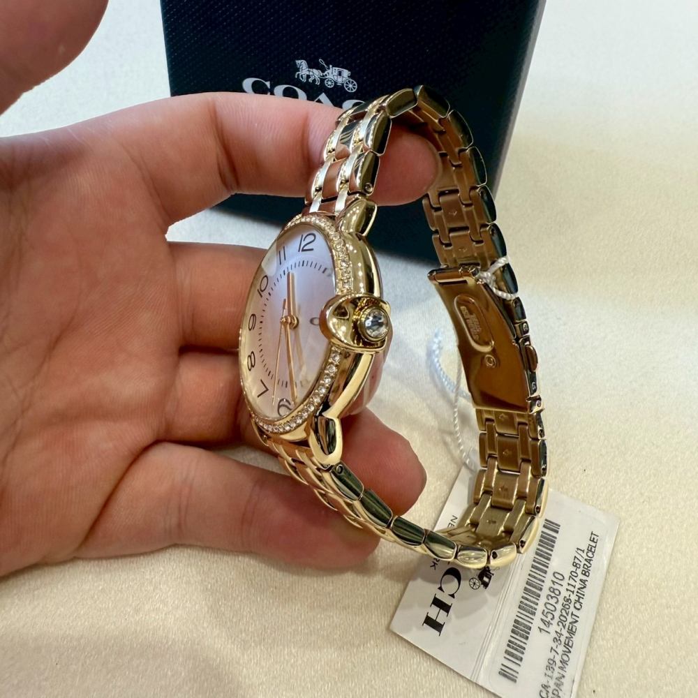 【蔻馳｜全新】現貨 COACH 手錶 石英錶 女錶 錶冠C字 超有質感 鋼錶 送禮推薦｜Little Bee 小蜜蜂精品-細節圖3