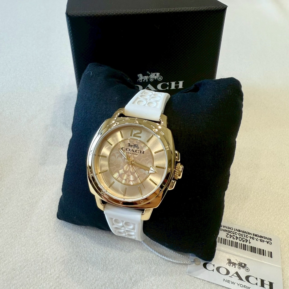 【蔻馳｜全新】現貨 COACH 手錶 石英錶 女錶 馬車款 半滿C 橡膠錶 送禮推薦｜Little Bee 小蜜蜂精品-細節圖2