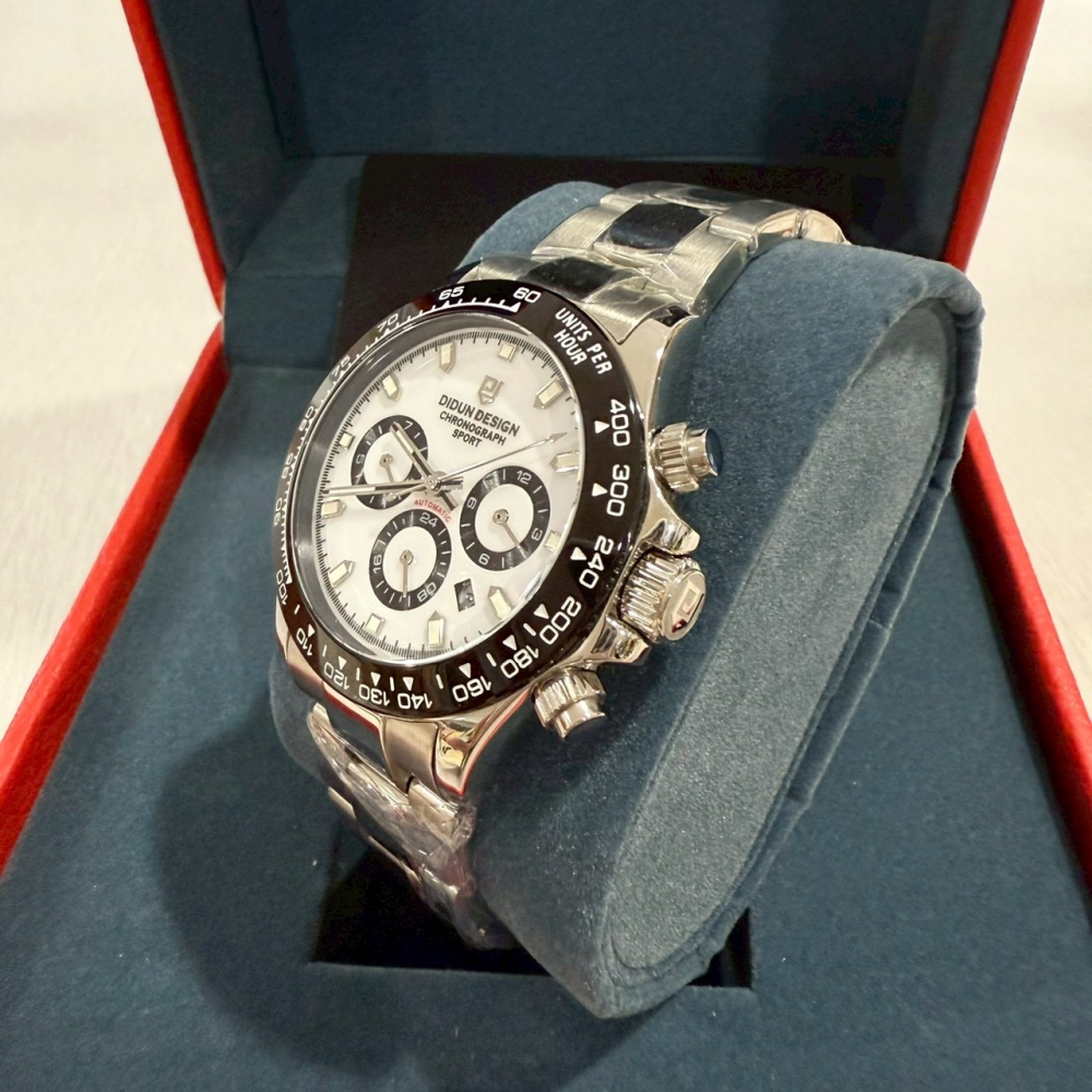 【迪頓｜全新】現貨 DIDUN 機械錶 手錶 迪通拿款 鋼錶 真三眼 熊貓配色 絕版款｜Little Bee 小蜜蜂精品-細節圖2