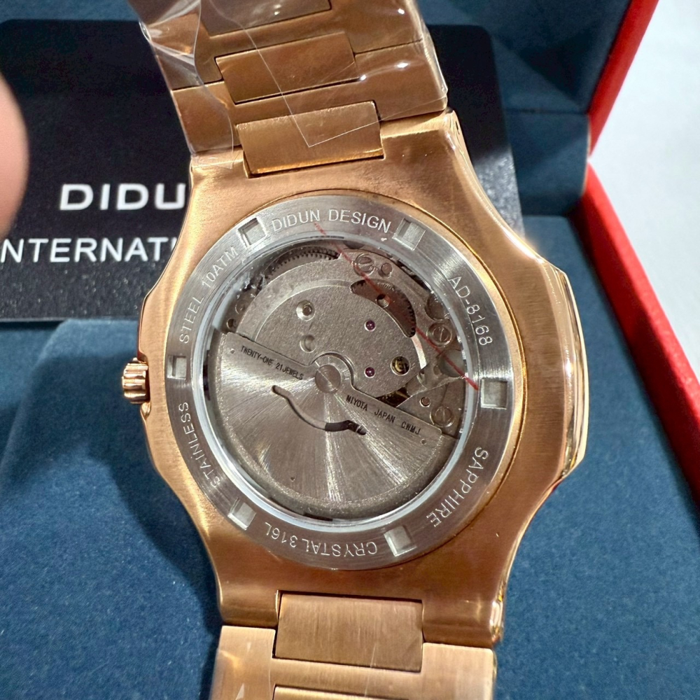 【迪頓｜全新】現貨 DIDUN 機械錶 手錶 鸚鵡螺款 鋼錶 金殼 日本機芯 絕版款｜Little Bee 小蜜蜂精品-細節圖2