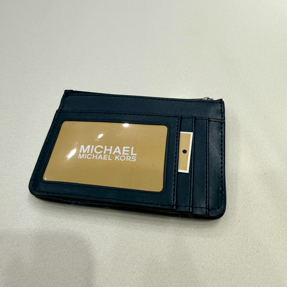 【MK｜全新】現貨 MICHAEL KORS 錢包 零錢包 銀標 牛仔藍 抓皺款 卡夾｜Little Bee 小蜜蜂精品-細節圖2