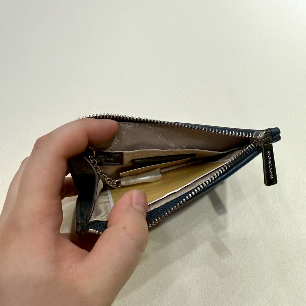 【MK｜全新】現貨 MICHAEL KORS 錢包 零錢包 銀標 牛仔藍 抓皺款 卡夾｜Little Bee 小蜜蜂精品-細節圖3