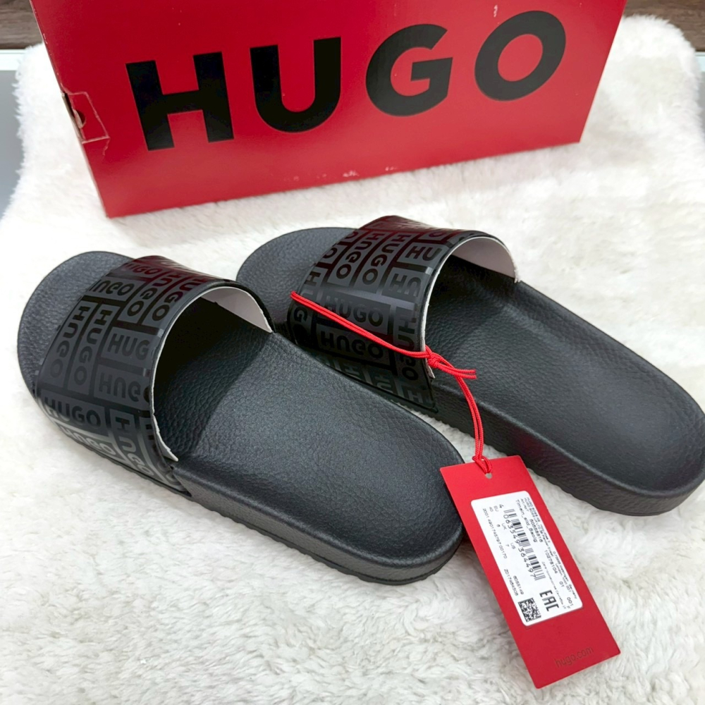 【雨果｜全新】現貨 HUGO 拖鞋 滿版款 EU40~45 男款 HUGO BOSS｜Little Bee 小蜜蜂精品-細節圖2