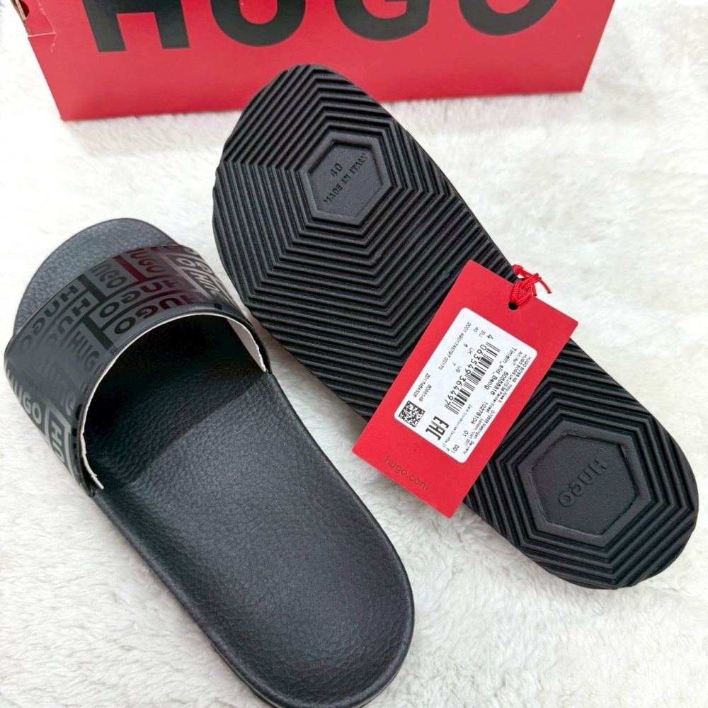 【雨果｜全新】現貨 HUGO 拖鞋 滿版款 EU40~45 男款 HUGO BOSS｜Little Bee 小蜜蜂精品-細節圖3