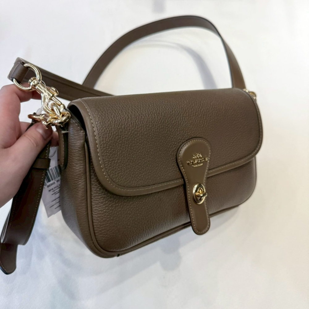 【蔻馳｜全新】現貨 COACH 包包 掀蓋包 金標 可可色 Hadley 斜背包｜Little Bee 小蜜蜂精品-細節圖2