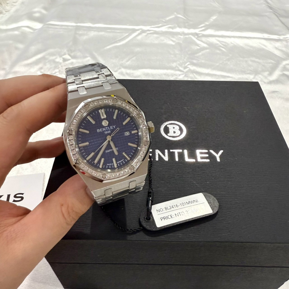 【賓利｜全新】現貨 BENTLEY 石英錶 男錶 手錶 銀殼 橡樹款 專櫃保固 鋼錶｜Little Bee 小蜜蜂精品-細節圖2