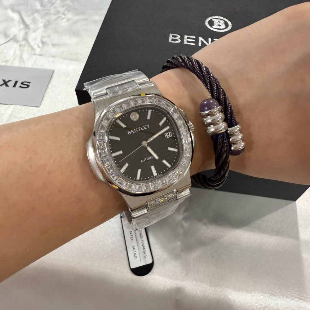 【賓利｜全新】現貨 BENTLEY 手錶 機械錶 男錶 鸚鵡螺款 鑽框 專櫃保固 鋼錶｜Little Bee 小蜜蜂精品-細節圖4