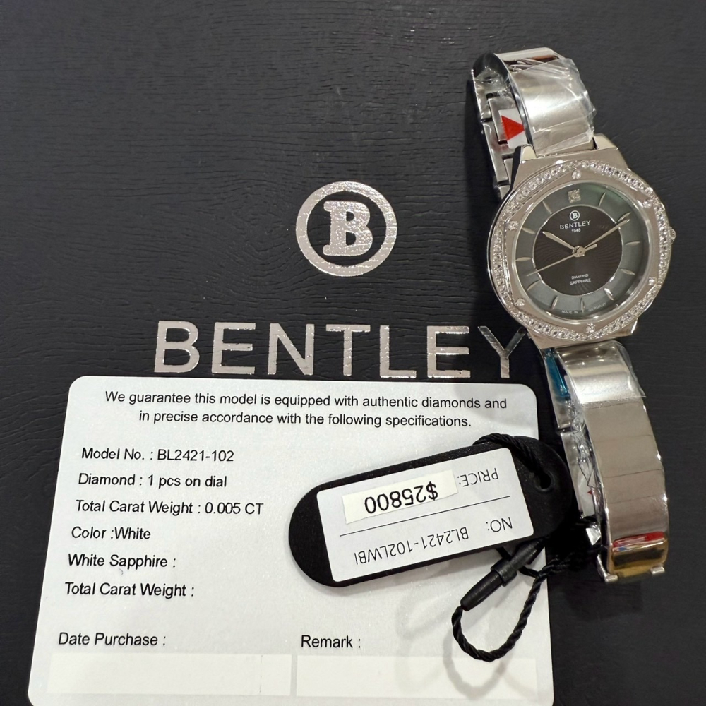 【賓利｜全新】現貨 BENTLEY 手錶 石英錶 女錶 綠貝面 單真鑽 專櫃保固 鋼錶｜Little Bee 小蜜蜂精品-細節圖3