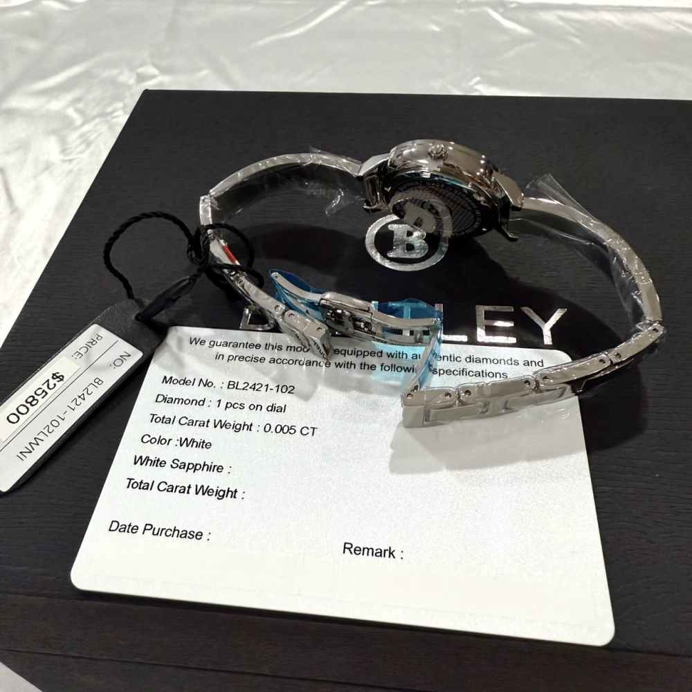 【賓利｜全新】現貨 BENTLEY 手錶 石英錶 女錶 藍貝面 單真鑽 專櫃保固 鋼錶｜Little Bee 小蜜蜂精品-細節圖4