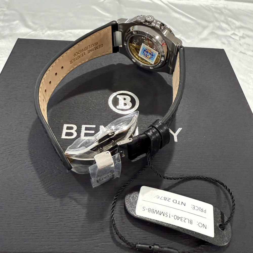 【賓利｜全新】現貨 BENTLEY 手錶 機械錶 男錶 鸚鵡螺款 鑽框 專櫃保固 皮錶｜Little Bee 小蜜蜂精品-細節圖3
