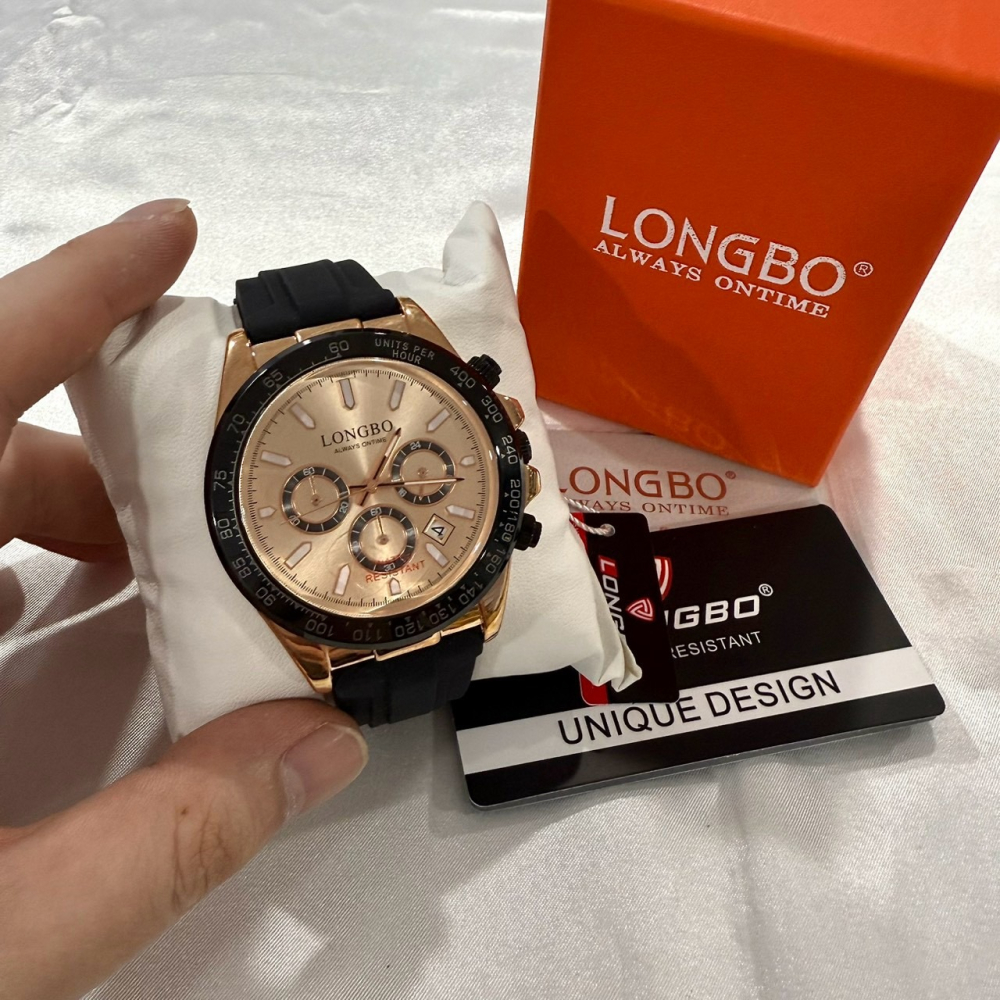 【龍波｜賠本出清】現貨 LONGBO 手錶 石英錶 2色可選 真三眼計時 橡膠錶｜Little Bee 小蜜蜂精品-細節圖2