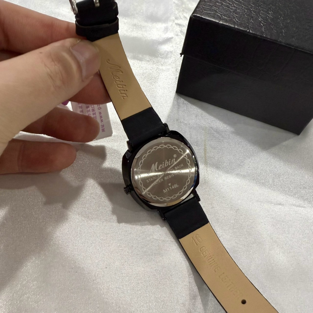 【美賓｜賠本出清】現貨 MEIBIN 手錶 石英錶 女錶 簡約 水鑽刻度 皮錶｜Little Bee 小蜜蜂精品-細節圖2