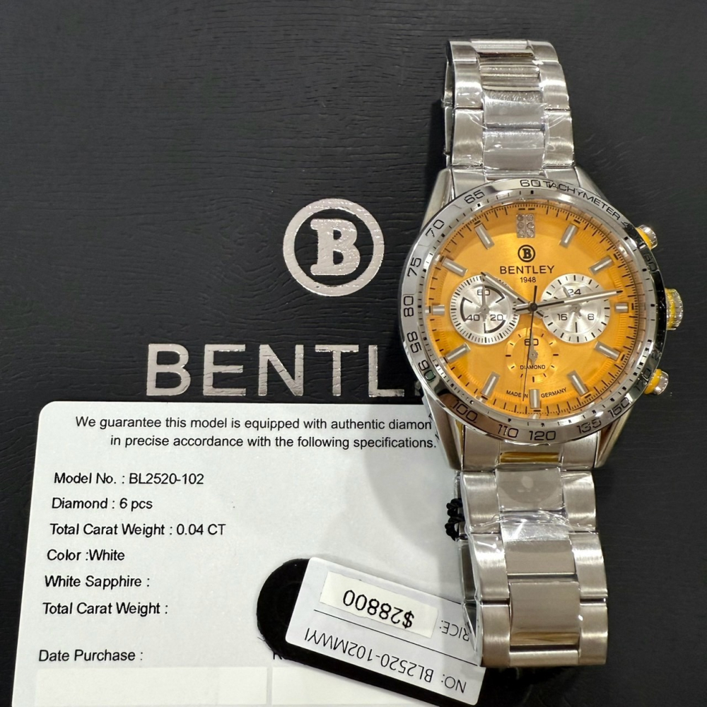 【賓利｜全新】現貨 BENTLEY 手錶 石英錶 超霸造型 真三眼計時 專櫃保固 鋼錶｜Little Bee 小蜜蜂精品