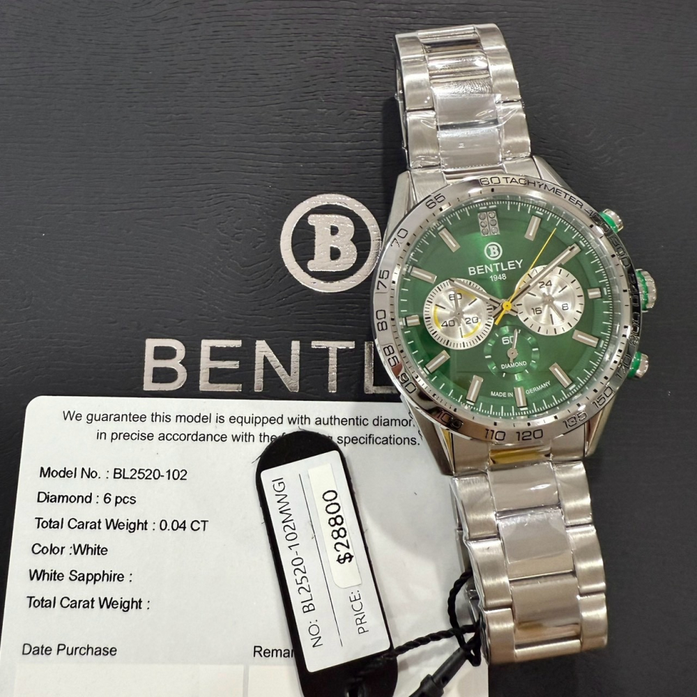 【賓利｜全新】現貨 BENTLEY 手錶 石英錶 超霸造型 真三眼計時 專櫃保固 鋼錶｜Little Bee 小蜜蜂精品