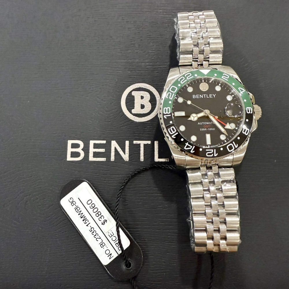 【賓利｜全新】現貨 BENTLEY 手錶 機械錶 男錶 海神 綠黑水鬼 專櫃保固 鋼錶｜Little Bee 小蜜蜂精品