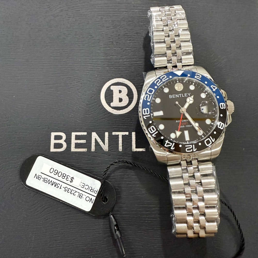 【賓利｜全新】現貨 BENTLEY 手錶 機械錶 男錶 海神 藍黑水鬼 專櫃保固 鋼錶｜Little Bee 小蜜蜂精品