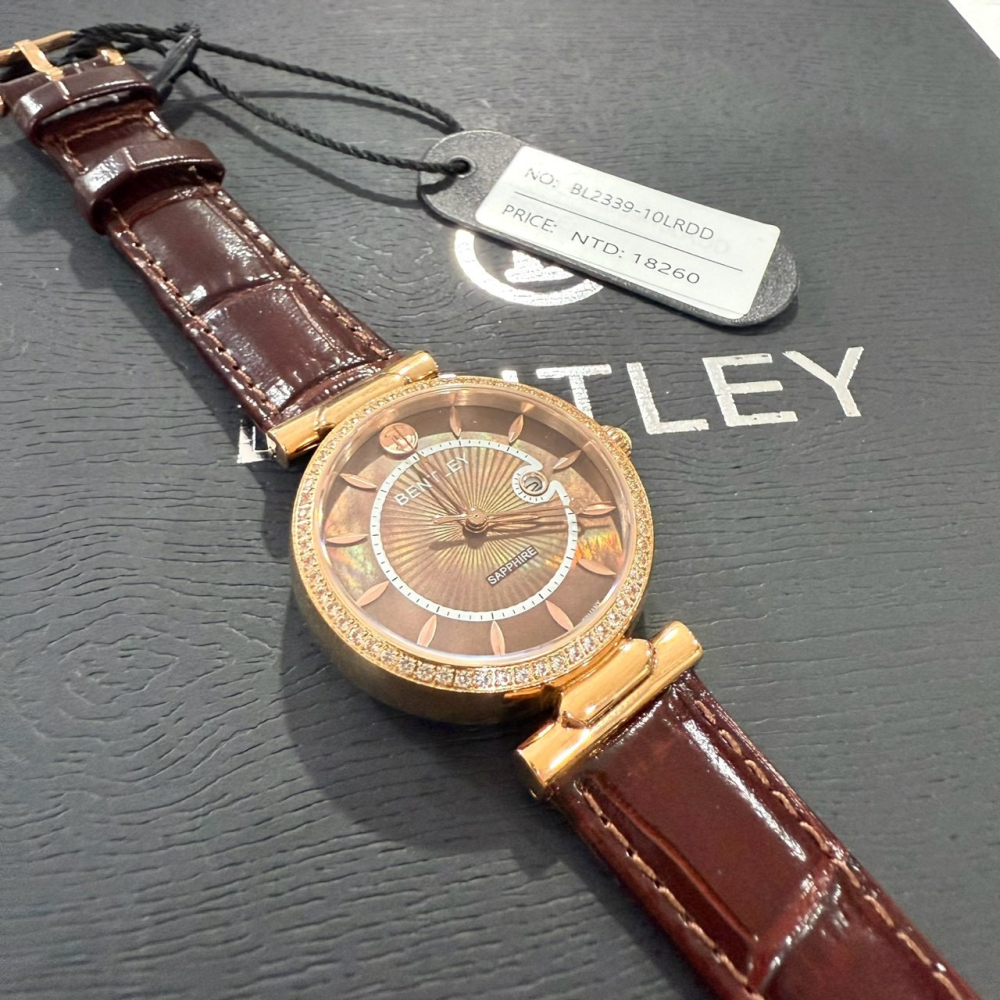 【賓利｜全新】現貨 BENTLEY 手錶 機械錶 女錶 鑽框 漆皮款 專櫃保固 皮錶｜Little Bee 小蜜蜂精品