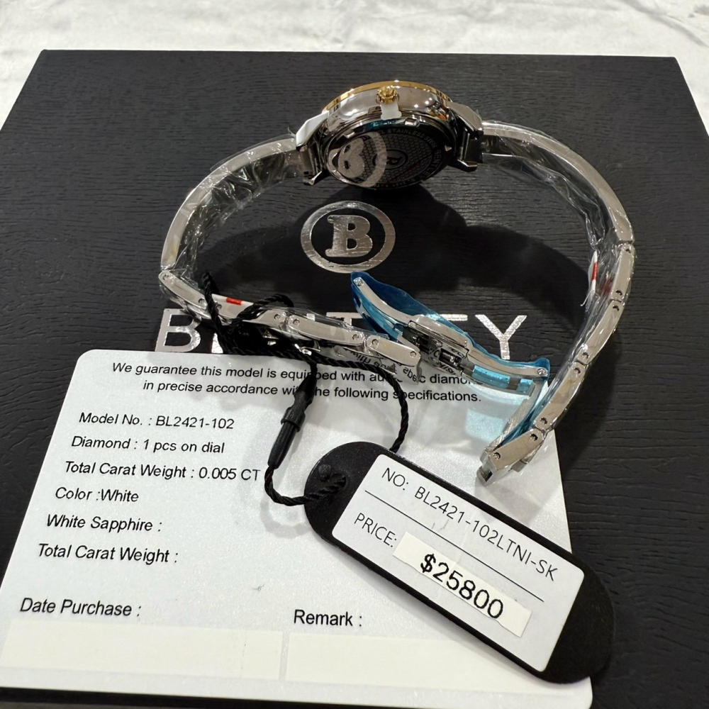 【賓利｜全新】現貨 BENTLEY 手錶 石英錶 女錶 藍貝面 單真鑽 專櫃保固 鋼錶｜Little Bee 小蜜蜂精品-細節圖3