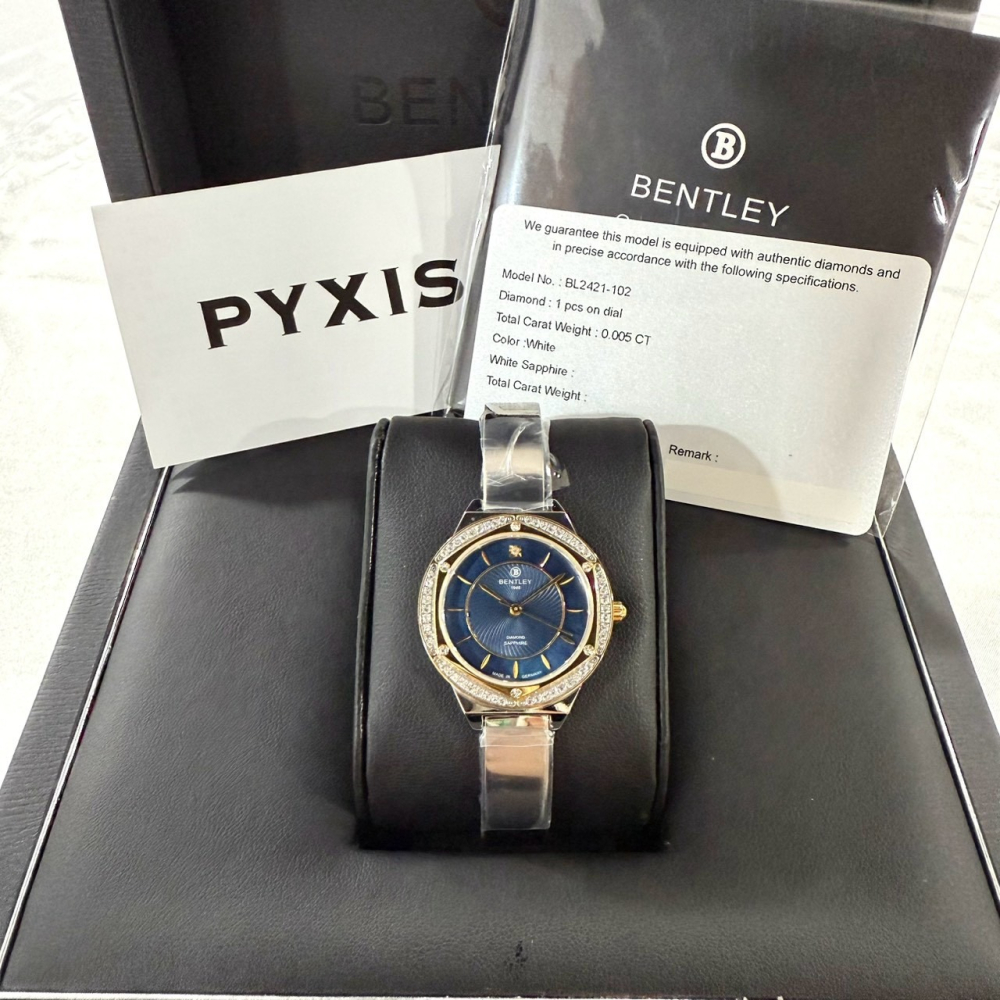 【賓利｜全新】現貨 BENTLEY 手錶 石英錶 女錶 藍貝面 單真鑽 專櫃保固 鋼錶｜Little Bee 小蜜蜂精品-細節圖4