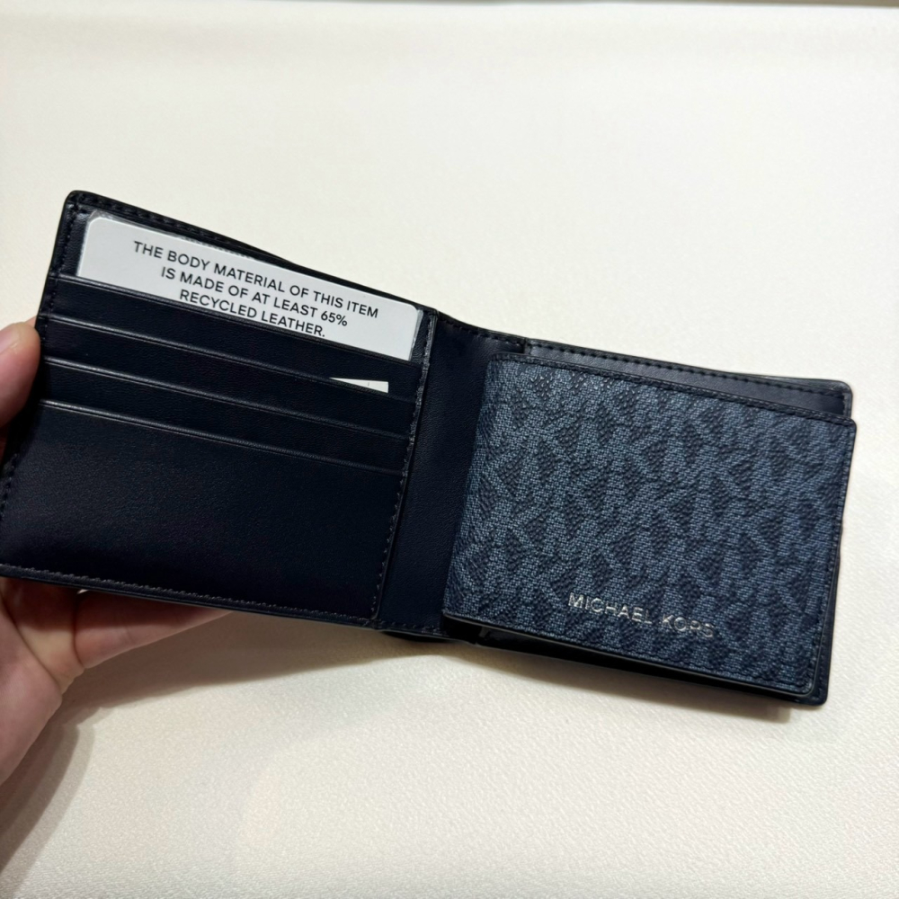 【MK｜全新】現貨 MICHAEL KORS 錢包 短夾 二合一 藍 防刮紋 八卡短夾｜Little Bee 小蜜蜂精品-細節圖2
