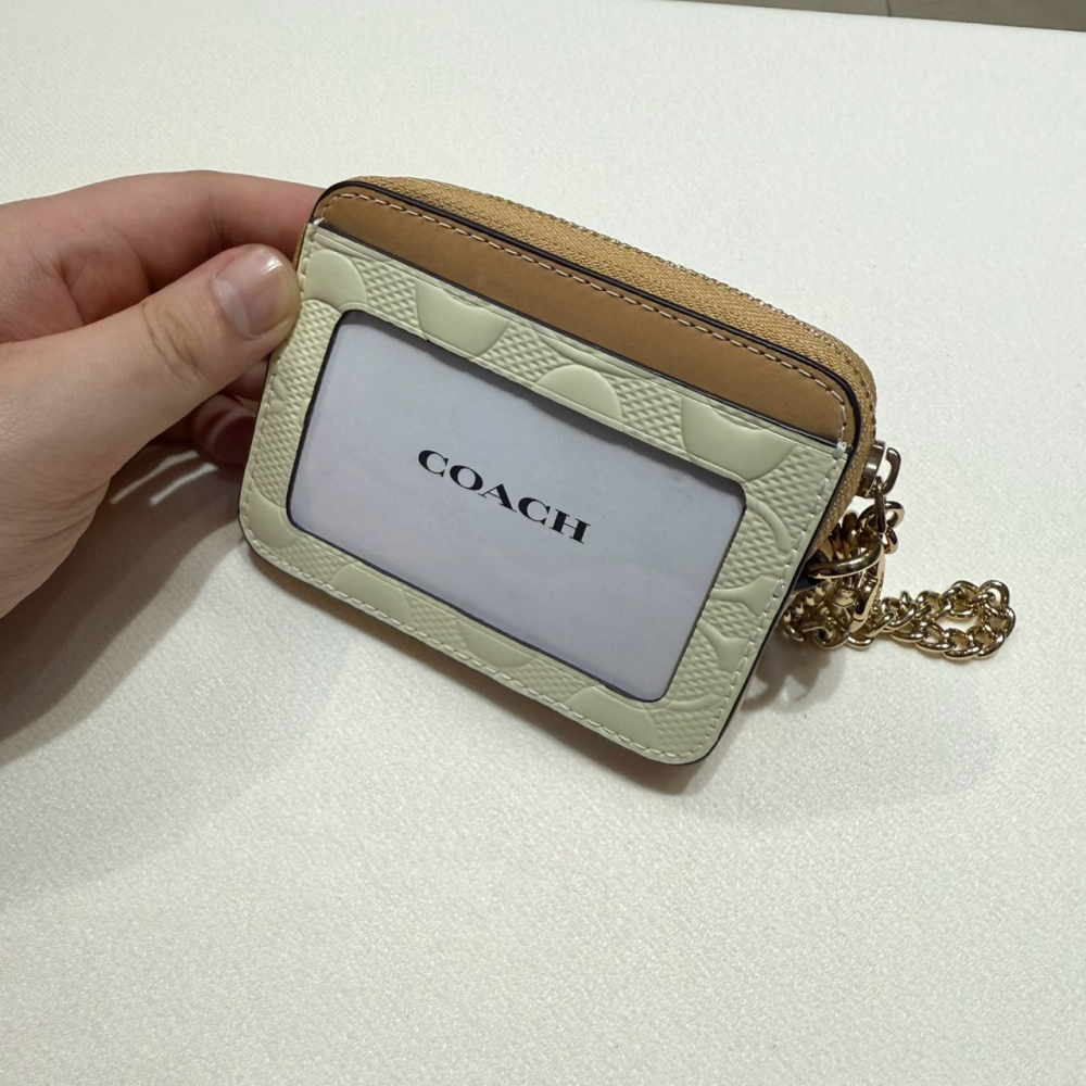 【蔻馳｜全新】現貨 COACH 錢包 零錢包 銀標 漆皮浮雕款 檸檬黃 鏈條 卡夾包｜Little Bee 小蜜蜂精品-細節圖2