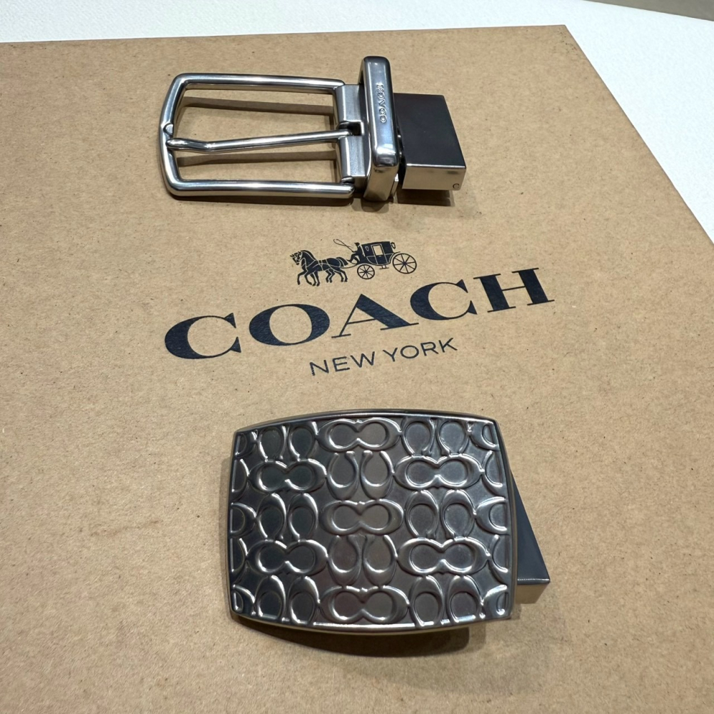 【蔻馳｜全新】現貨 COACH 皮帶 男款 雙扣頭 兩面用 可剪裁 寬3cm 禮盒組｜Little Bee 小蜜蜂精品-細節圖3